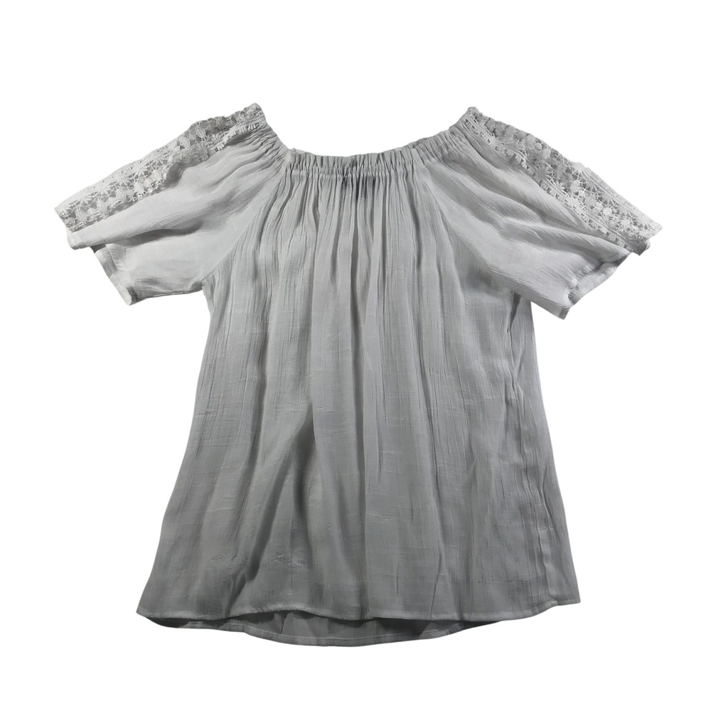 Zac & Rachel White Off The Shoulder Crochet Lace Trim Boho Gauze Blouse Medium